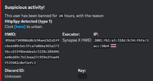 Webhook for preventing hacking or cracking attempts.